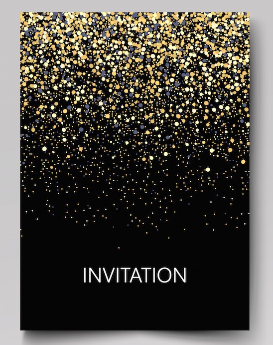 Confetti covered gala invitation template