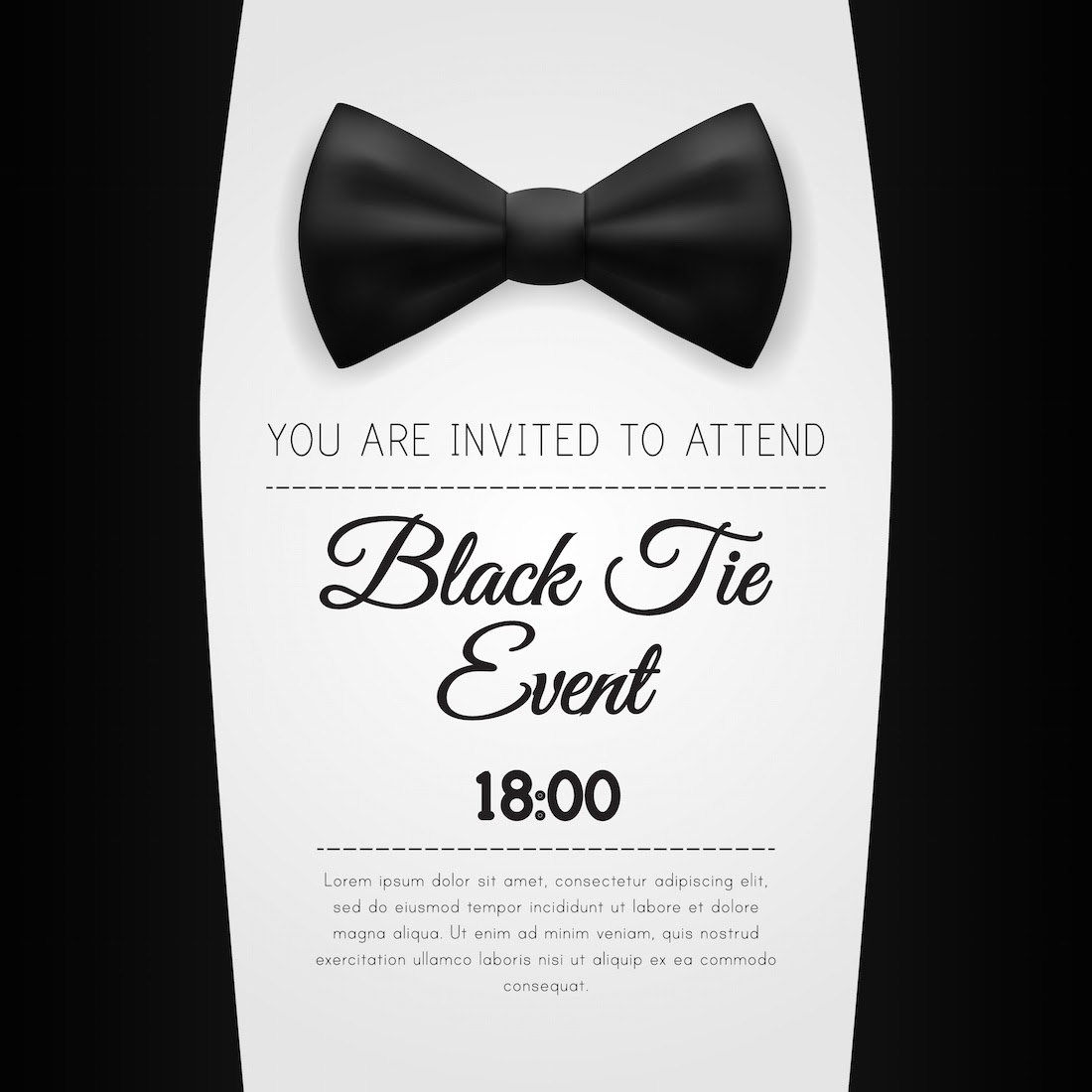 Black tie gala invitation template