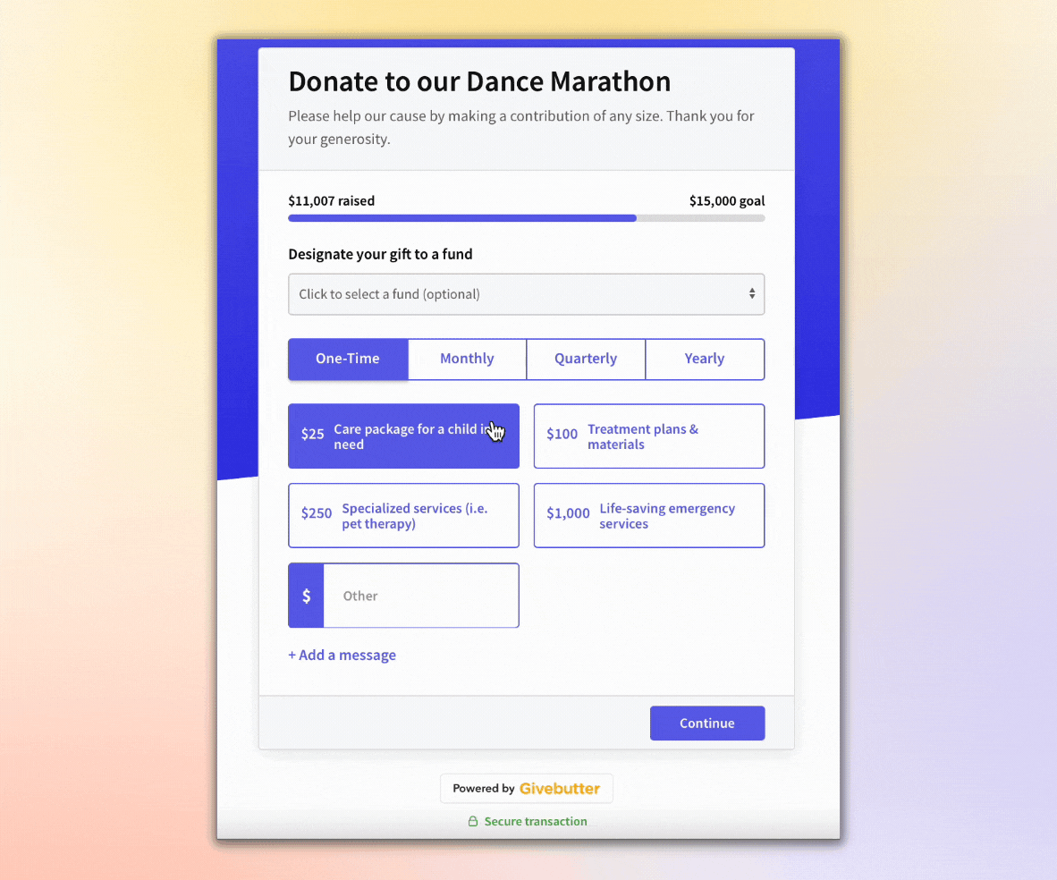Example of Double the Donation integration with Givebutter donation form
