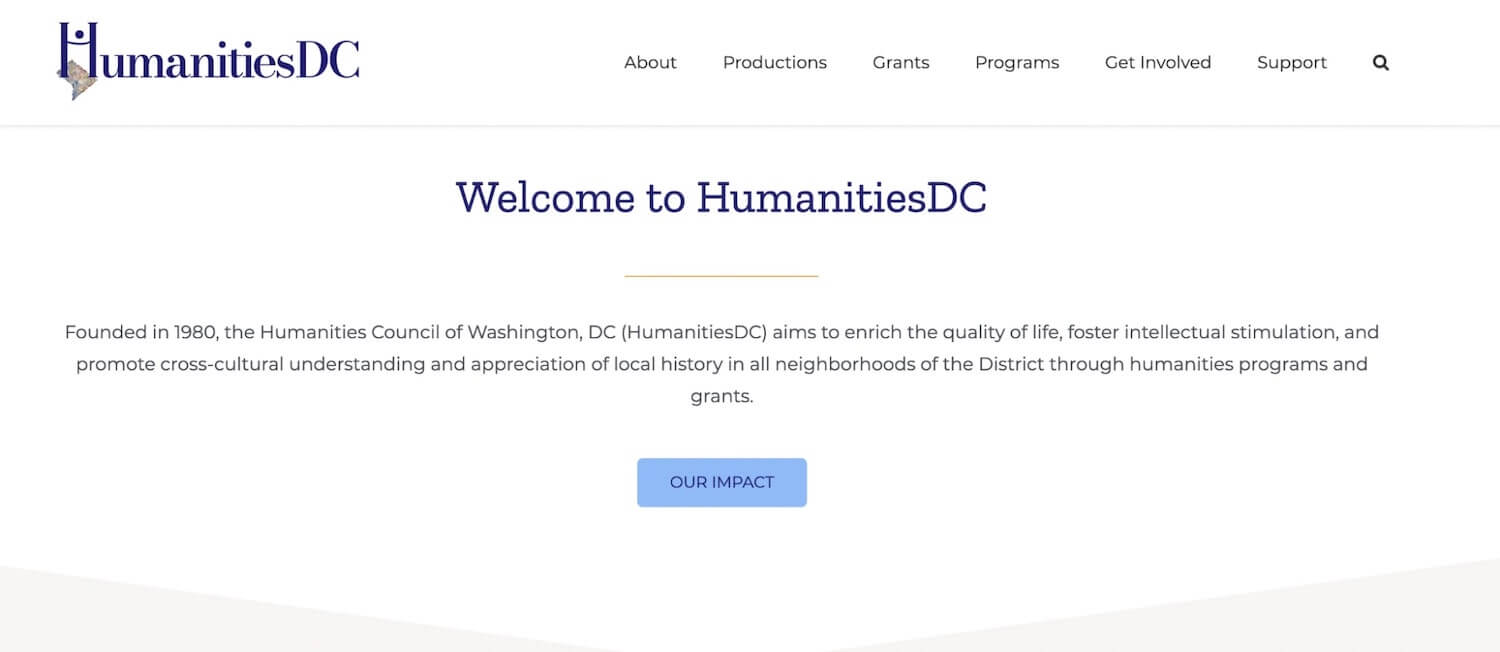 Nonprofit web design: HumanitiesDC