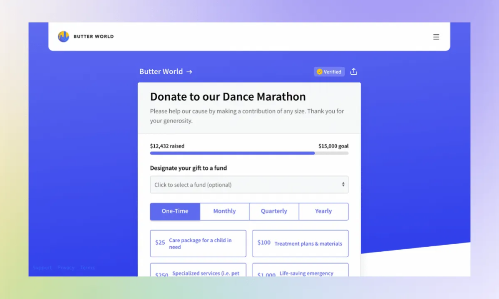 Givebutter's donation form template