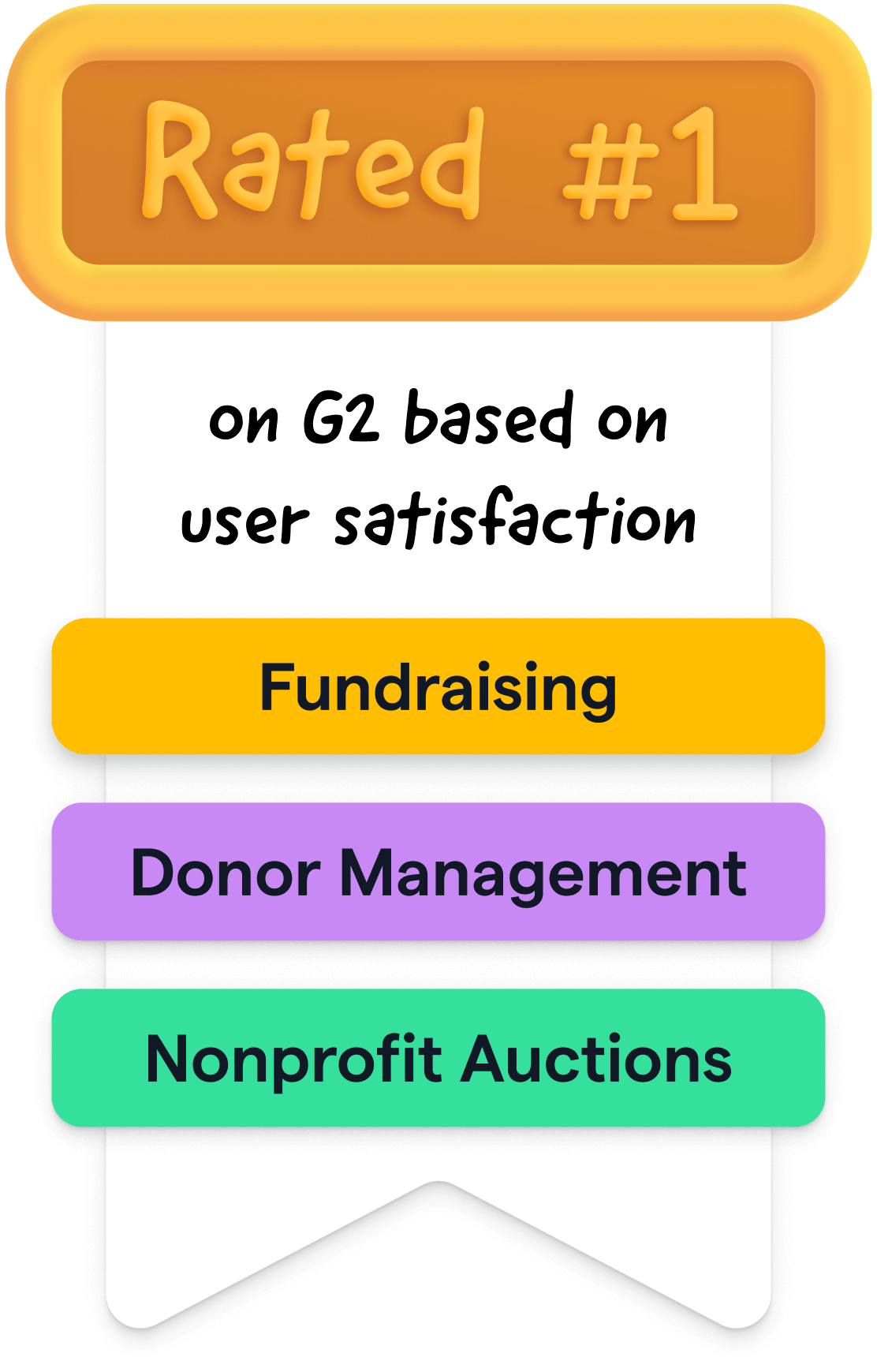 Badge Rated number 1 on G2 base on user satisfaction donor management, fundraising, nonprofit auctions

