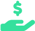 Hand with Money Symbol in green icon