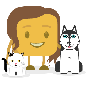 Evette's buttermoji with her dog & cat
