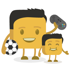 Wilbur's buttermoji holding a soccer ball with his son 