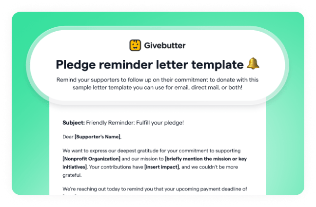Pledge reminder letter image