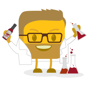 Kevin's buttermoji wearing a white coat holding test tubes