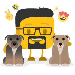 Ben's buttermoji with his two dogs