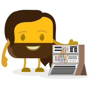 Calvin's buttermoji holding a synth